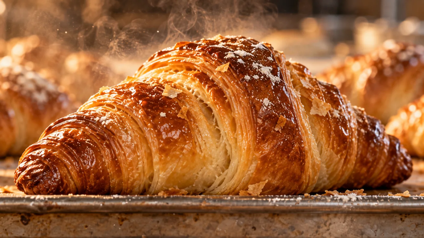 Un croissant doré sur une grille