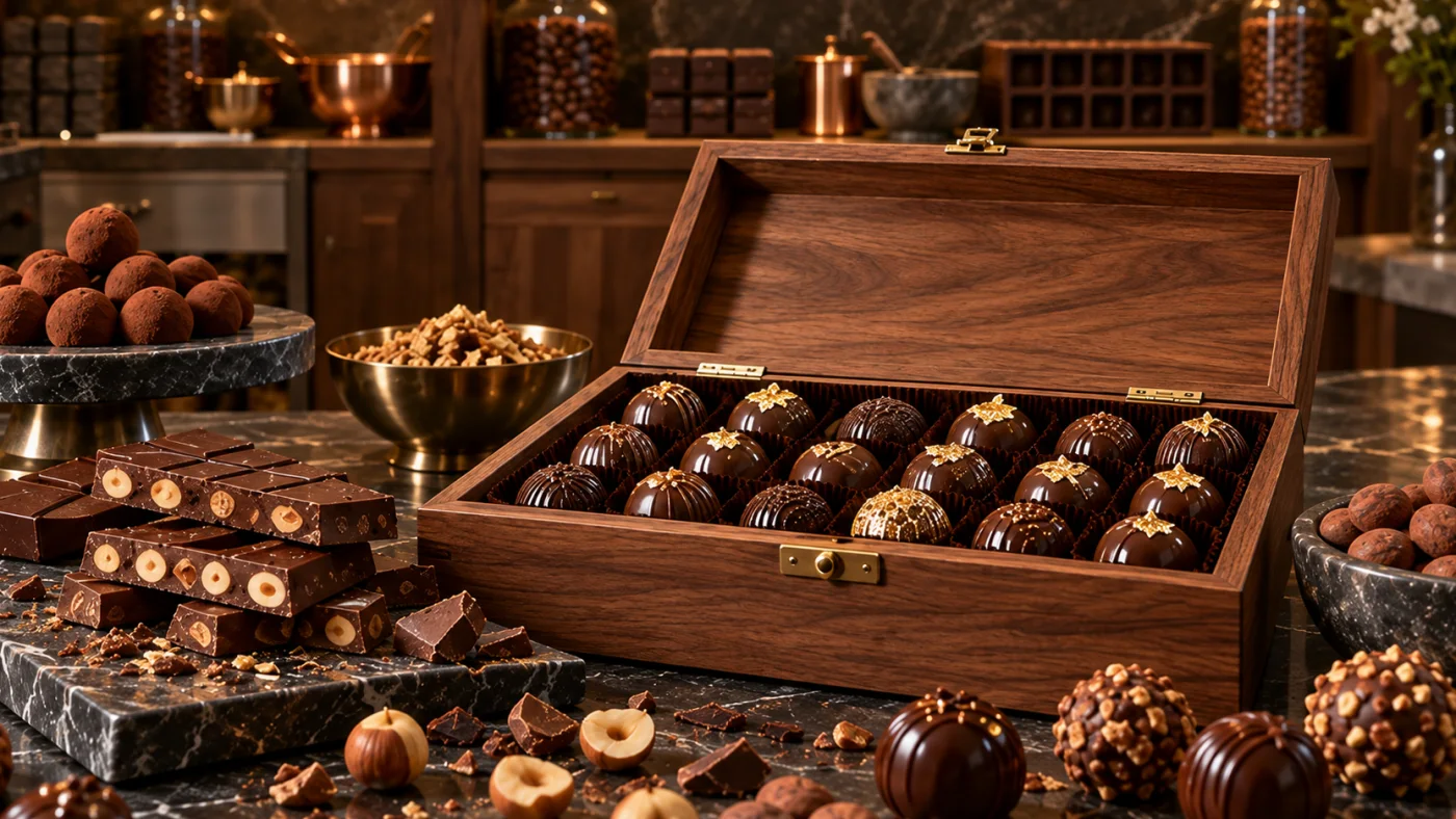 Un coffret de chocolats