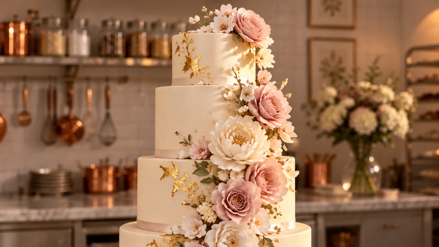 Une cascade de fleurs en sucre