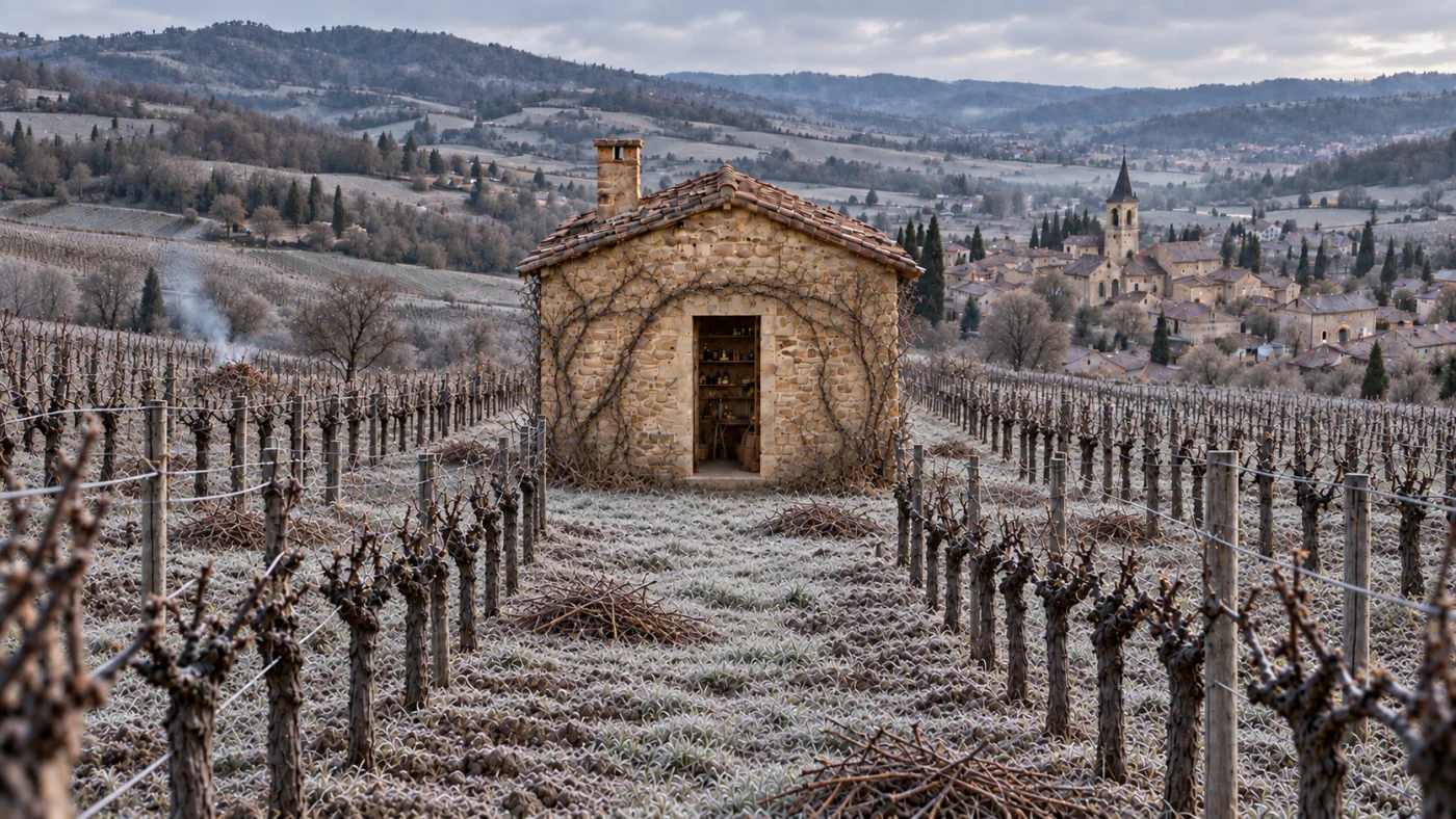 La vigne taillée en hiver