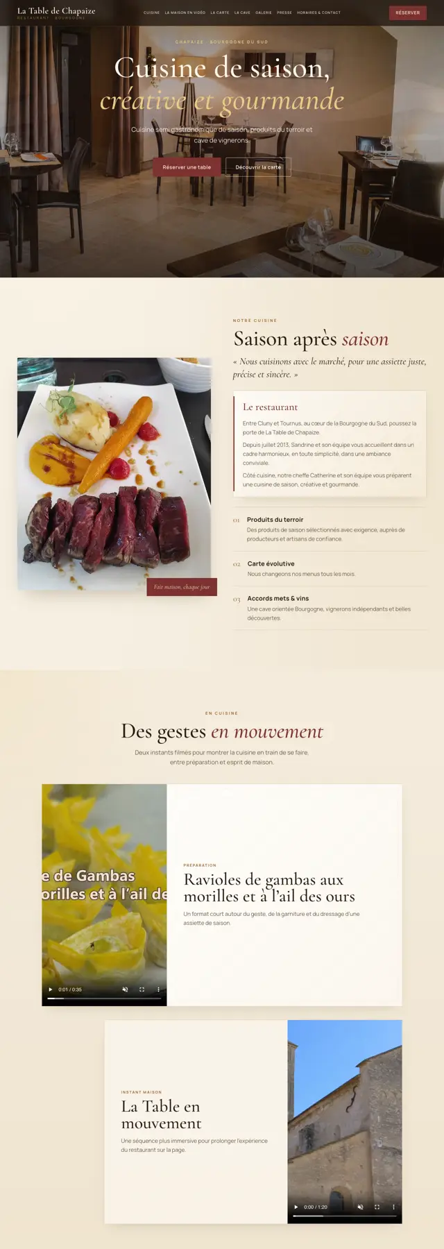Aperçu complet du site de La Table de Chapaize